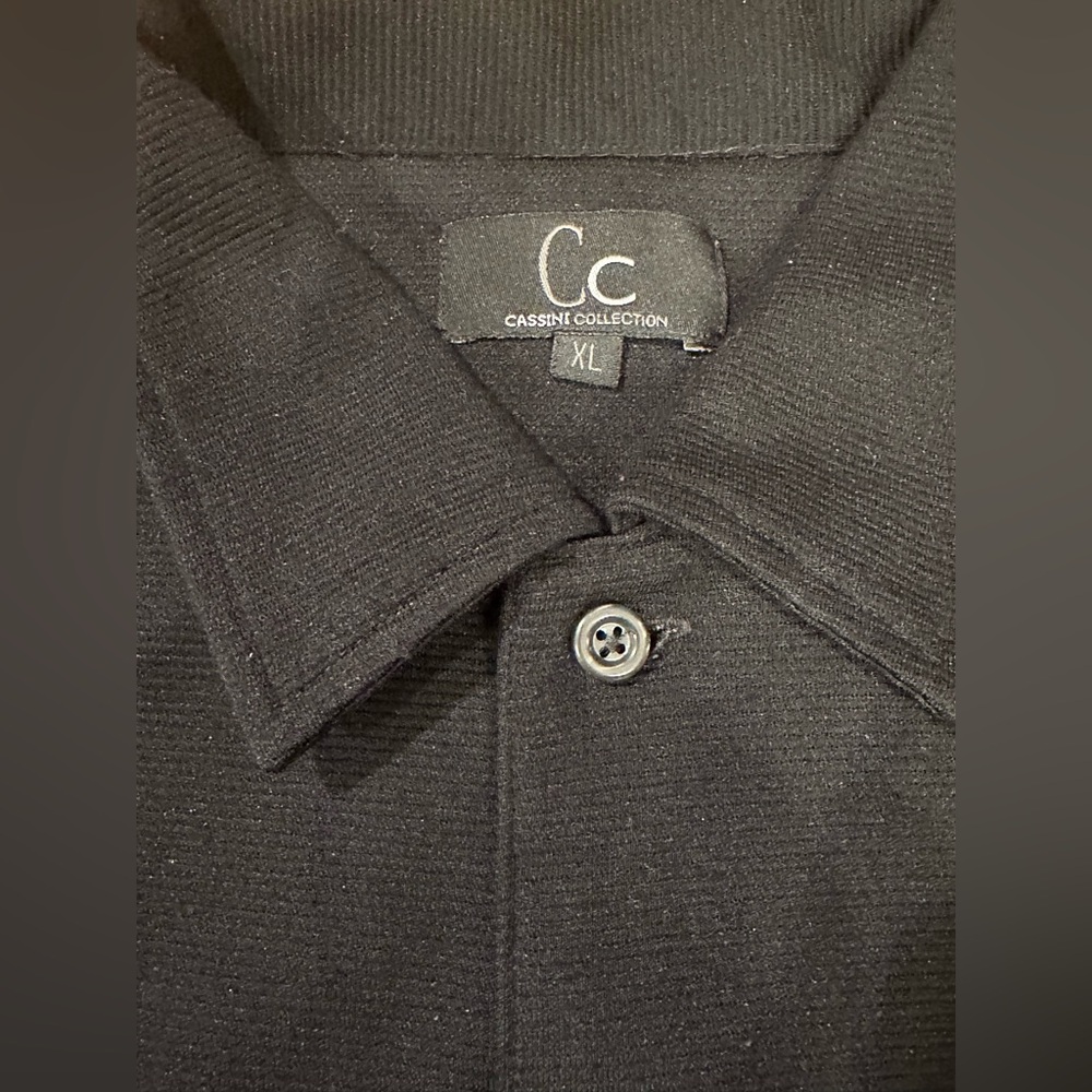 Cassini Collection Ribbed Knit Button-Down Shirt, Size XL. - Picture 3 of 6